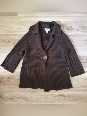 Loft brown cable-knit cardigan